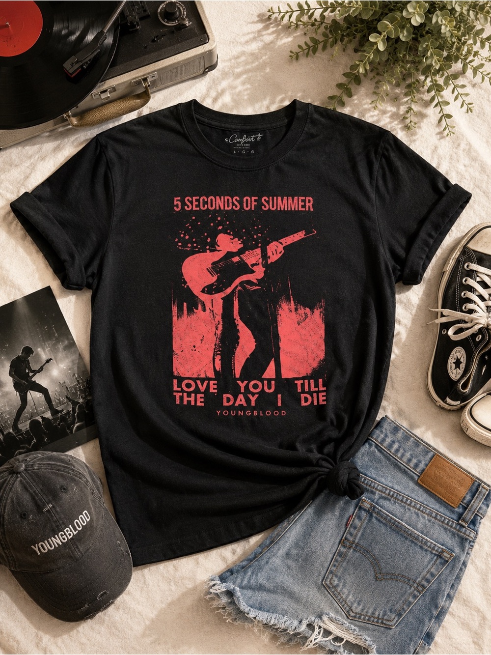 5 Seconds Of Summer Youngblood Love You Till The Day I Die Band Tee Sz L